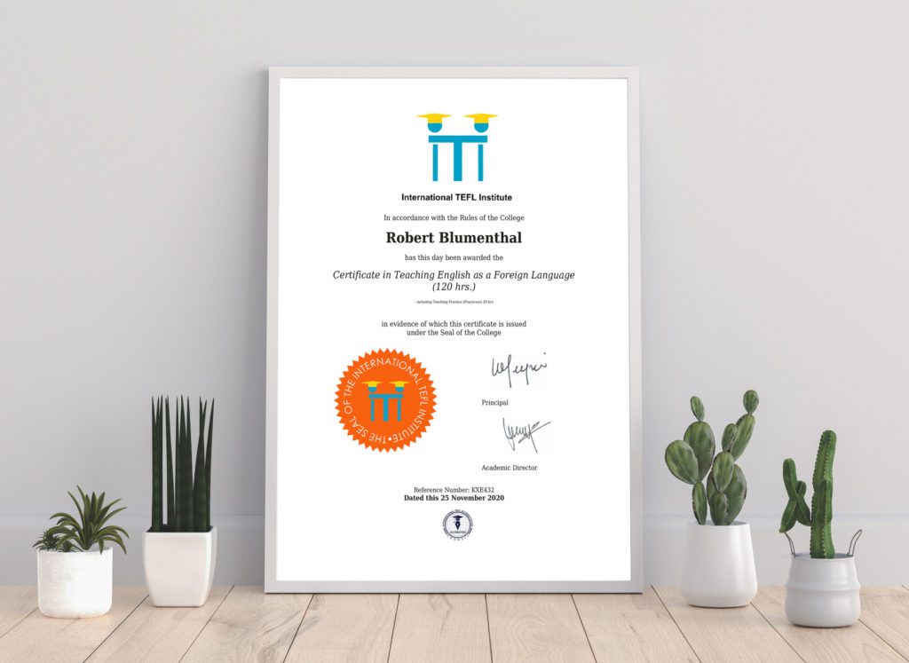 TEFL Certification 1 Certificate